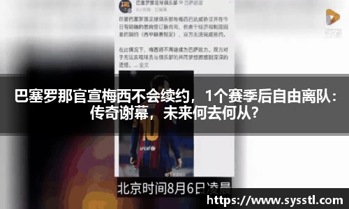 巴塞罗那官宣梅西不会续约，1个赛季后自由离队：传奇谢幕，未来何去何从？